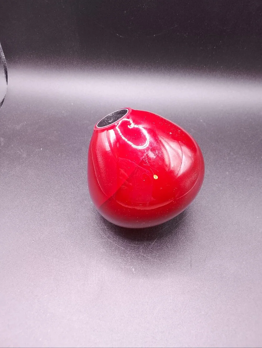 Handblown Red Apple Paperweight W Applied Stem And Leaf.